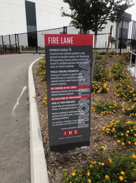 Fire Lane Sign San Diego County CA