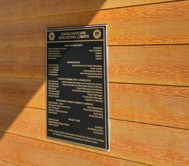 School Dedication Plaques in San Diego CA