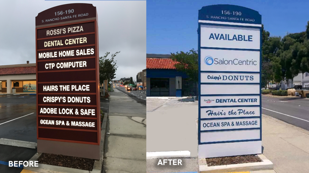 Before and After image of monument sign