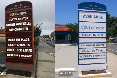 Before and After image of monument sign