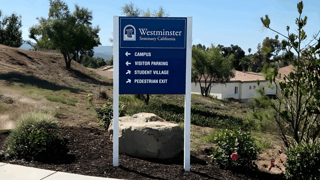 Outdoor directory sign for a San Diego facility created by All Star Signs, showing map and wayfinding design.