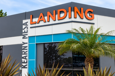 Custom building signs at Kearny Mesa Landing showcasing professional commercial signage in San Diego